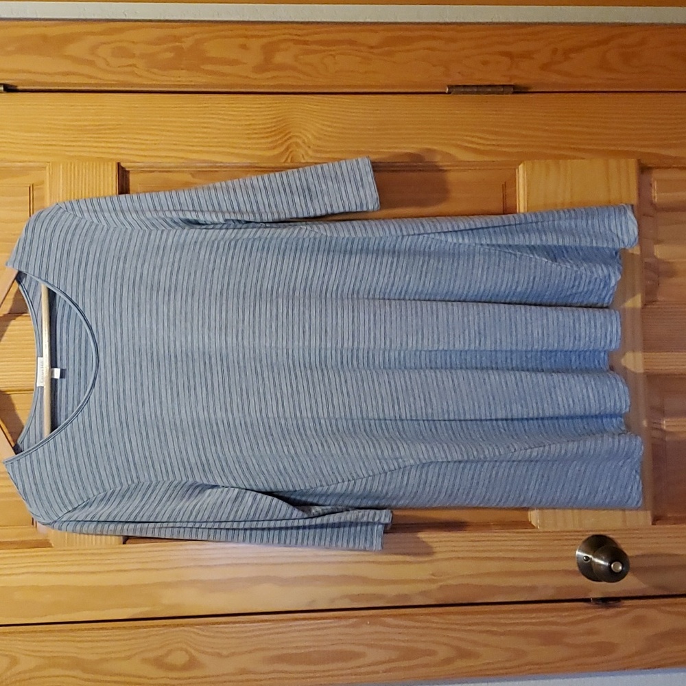 Garnet Hill Tunic 3/4 Sleeve Gray Large